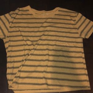 mustard yellow and black striped tee